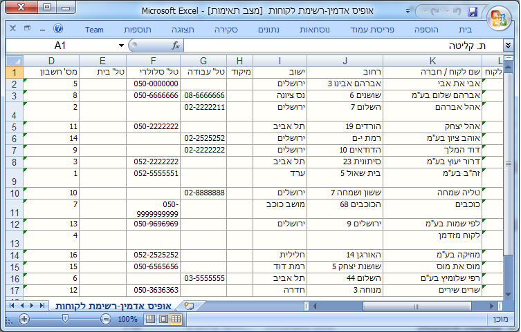 יצוא לקוחות לאקסל-הקובץ שנוצר