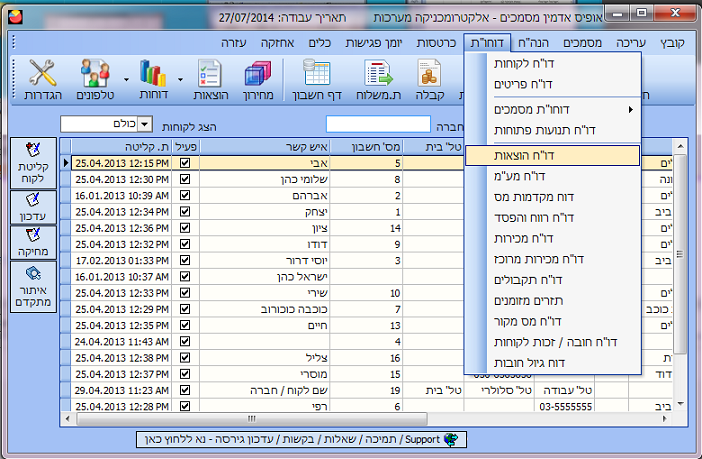 הוצאות - דו"ח הוצאות