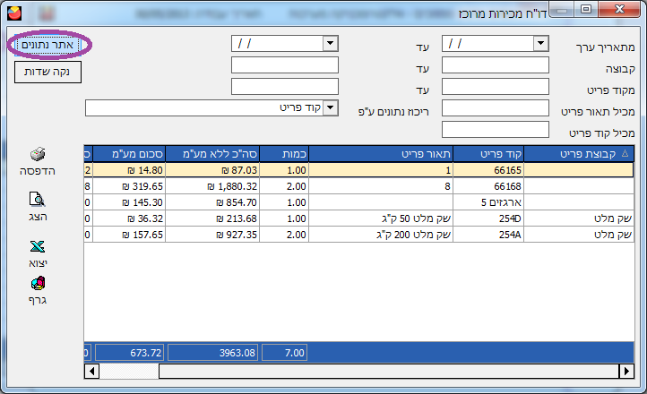 דו"ח מכירות מרוכז - אתר נתונים