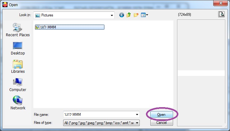 הוספת לוגו -ייבוא לוגו
