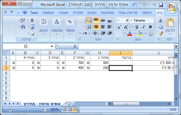 יצוא מחירון לאקסל-הקובץ שנוצר